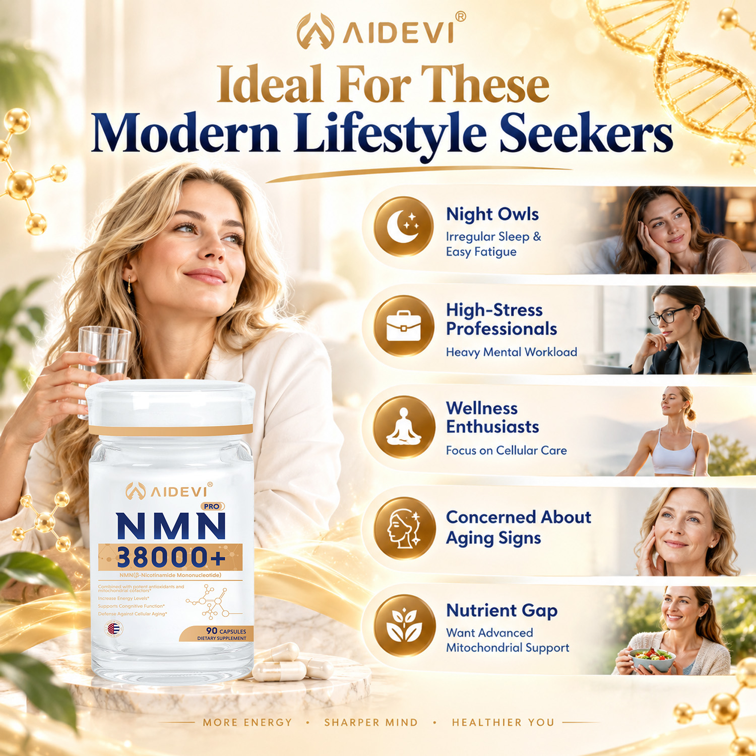 AIDEVI NMN 38000+ | Cellular Energy & Daily Vitality Support
